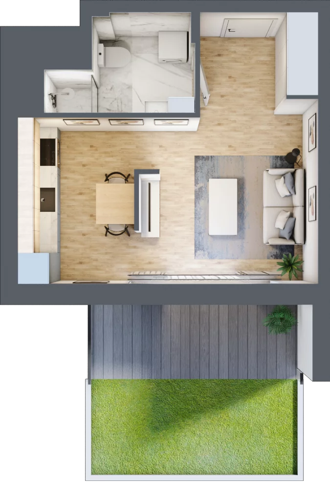 1 pokój, mieszkanie 27,87 m², parter, oferta nr B15/D073, Miasto Moje, Warszawa, Białołęka, Żerań, ul. Marywilska 62