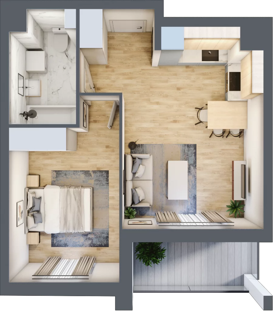 2 pokoje, mieszkanie 40,25 m², piętro 1, oferta nr B16/A004, Miasto Moje, Warszawa, Białołęka, Żerań, ul. Marywilska 62