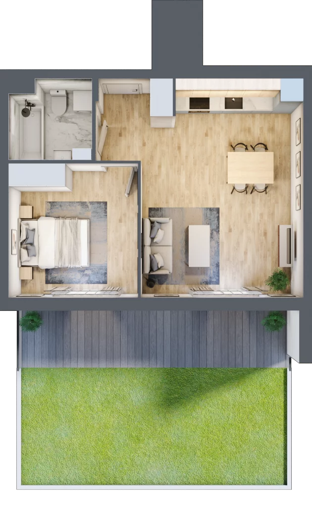 2 pokoje, mieszkanie 44,42 m², parter, oferta nr B16/B012, Miasto Moje, Warszawa, Białołęka, Żerań, ul. Marywilska 62