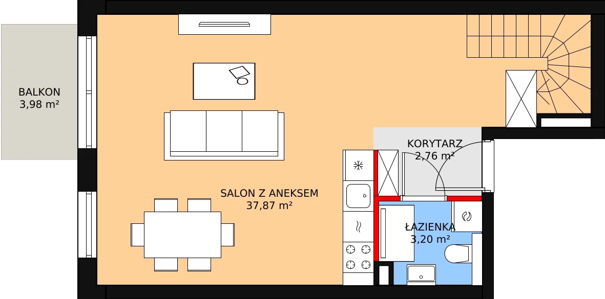 3 pokoje, mieszkanie 70,73 m², piętro 2, oferta nr 1A_27, Nowa Północ, Szczecin, Północ, Stołczyn, ul. Sobola