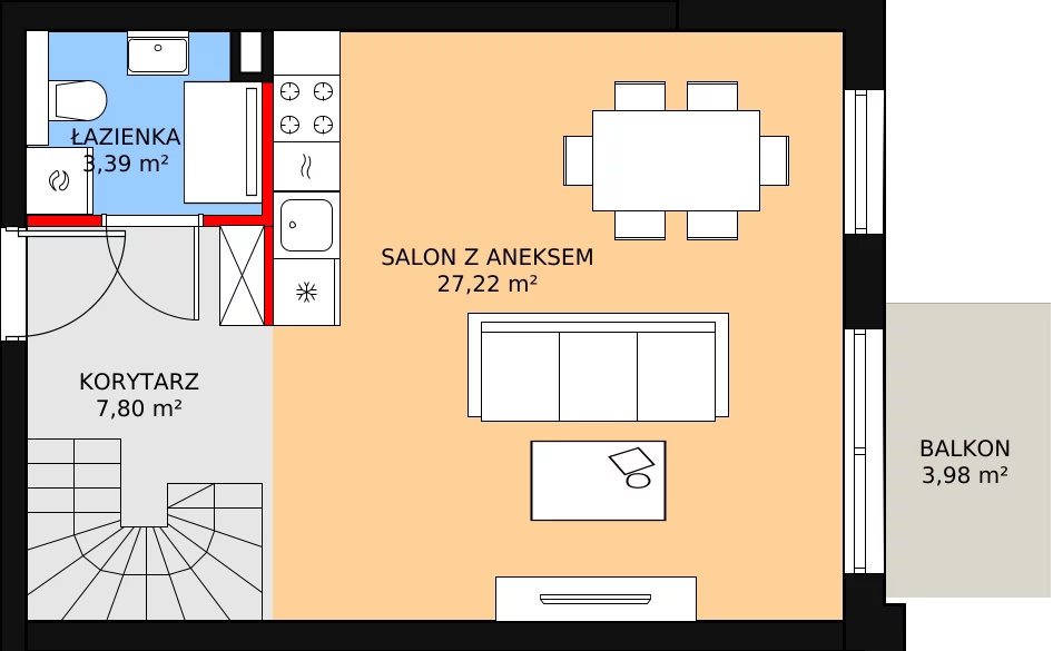 Mieszkanie 54,39 m², piętro 2, oferta nr 1B_16, Nowa Północ, Szczecin, Północ, Stołczyn, ul. Sobola