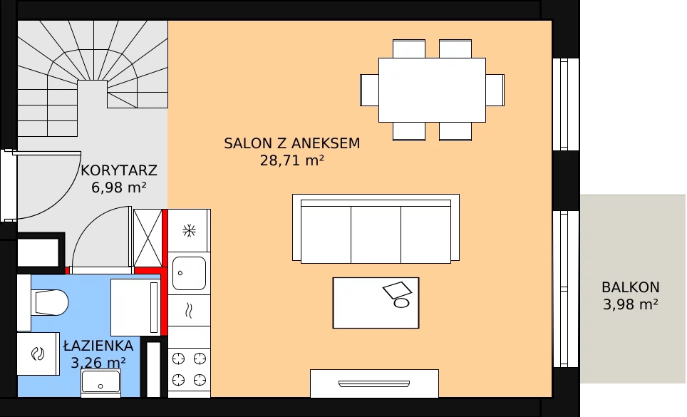 3 pokoje, mieszkanie 60,82 m², piętro 2, oferta nr 1B_17, Nowa Północ, Szczecin, Północ, Stołczyn, ul. Sobola