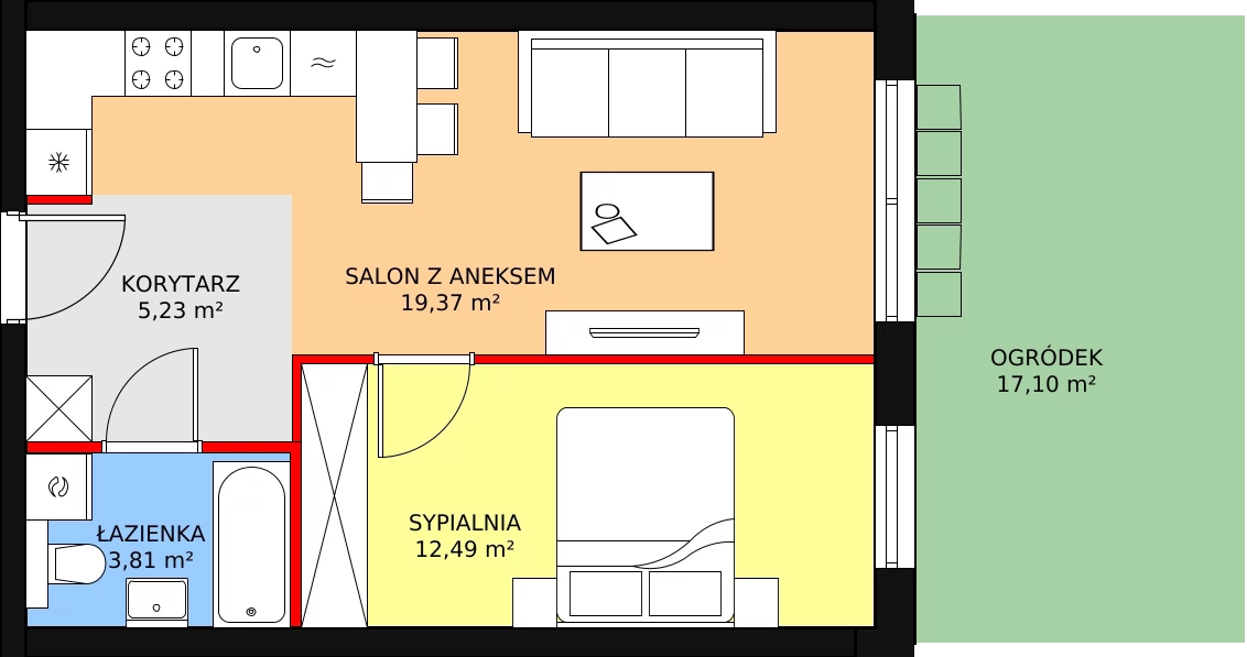 Mieszkanie 41,43 m², parter, oferta nr 2A_05, Nowa Północ, Szczecin, Północ, Stołczyn, ul. Sobola