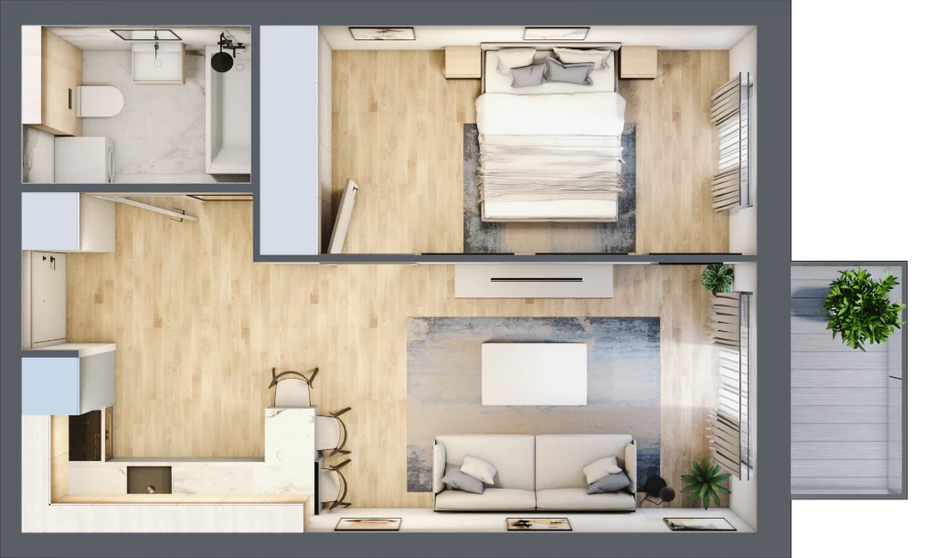 2 pokoje, mieszkanie 40,49 m², piętro 1, oferta nr 3A_19, Nowa Północ, Szczecin, Północ, Stołczyn, ul. Sobola