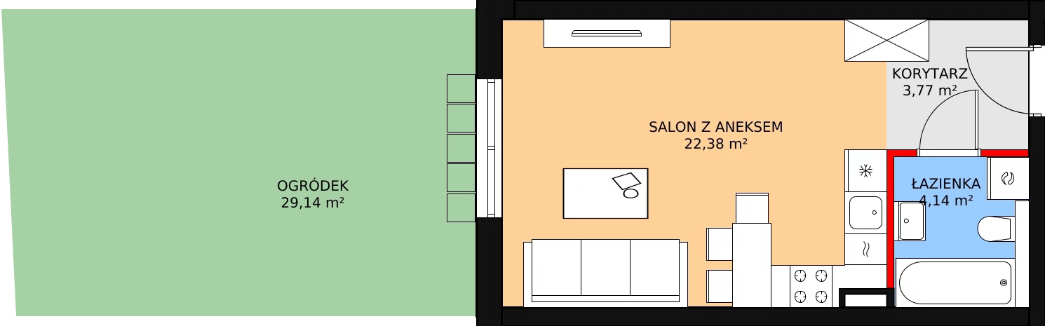 Mieszkanie 30,29 m², parter, oferta nr 3A_02, Nowa Północ, Szczecin, Północ, Stołczyn, ul. Sobola