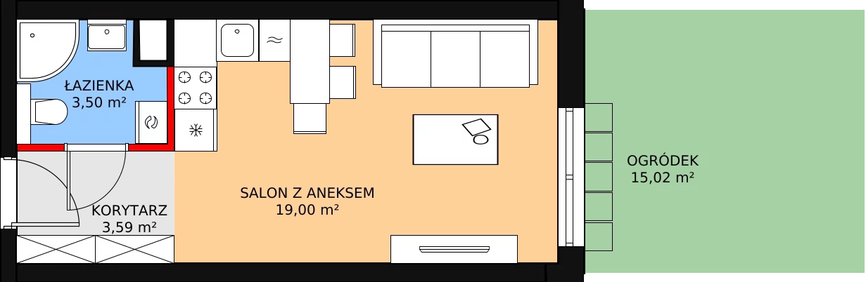 Mieszkanie 26,09 m², parter, oferta nr 3A_06, Nowa Północ, Szczecin, Północ, Stołczyn, ul. Sobola