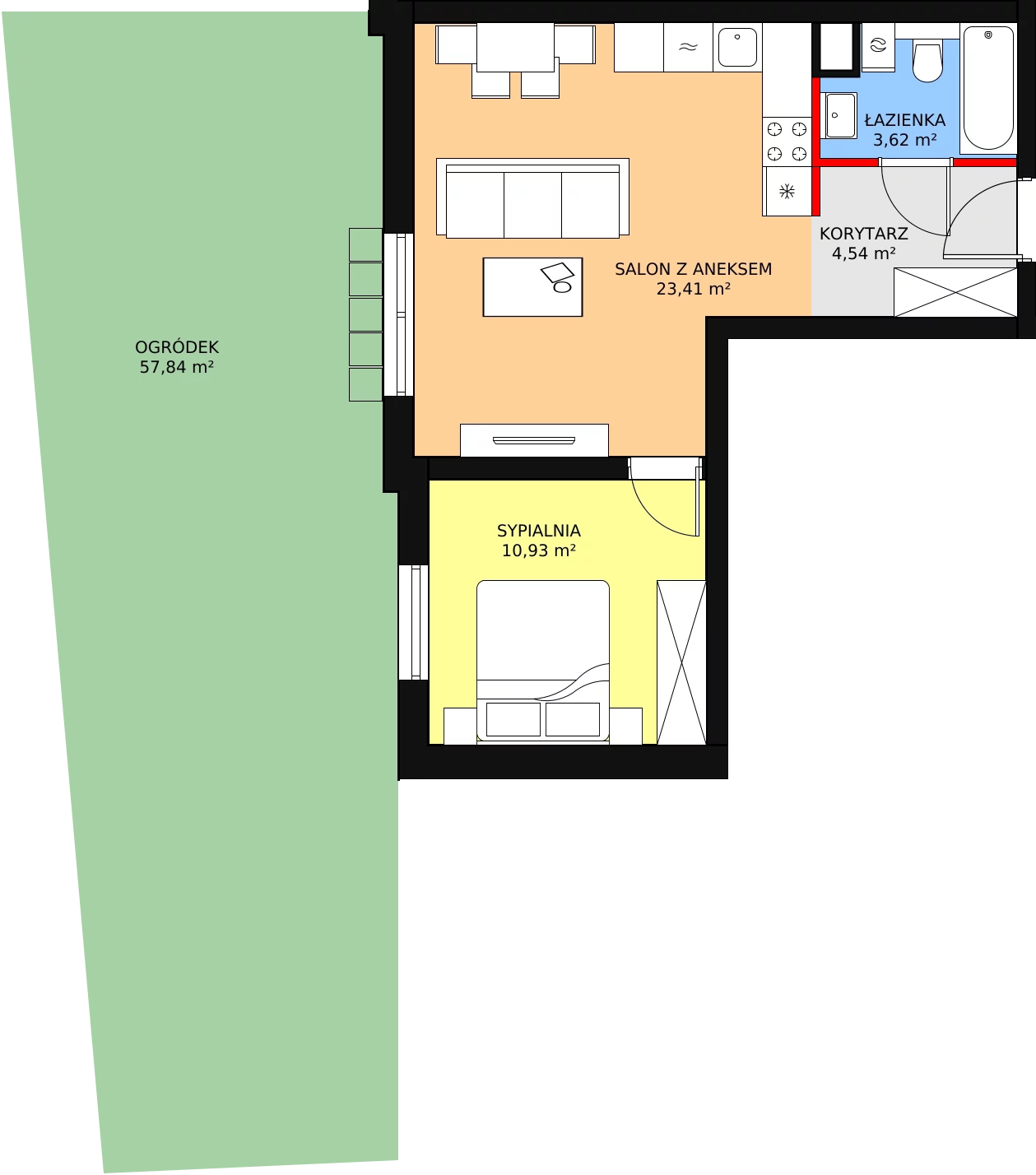 Mieszkanie 42,56 m², parter, oferta nr 3A_10, Nowa Północ, Szczecin, Północ, Stołczyn, ul. Sobola