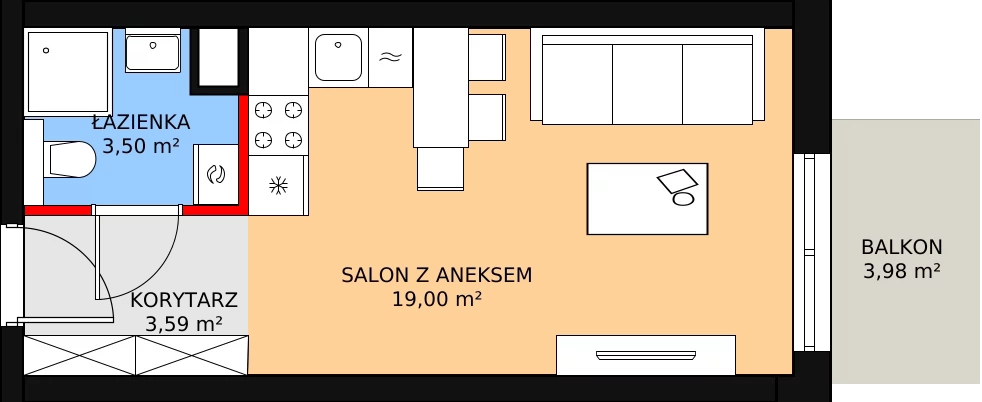 Mieszkanie 26,09 m², piętro 1, oferta nr 3A_17, Nowa Północ, Szczecin, Północ, Stołczyn, ul. Sobola