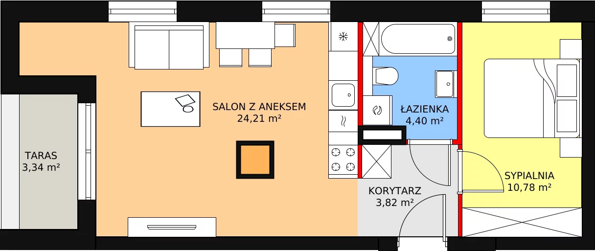 Mieszkanie 43,42 m², piętro 2, oferta nr 3A_27, Nowa Północ, Szczecin, Północ, Stołczyn, ul. Sobola