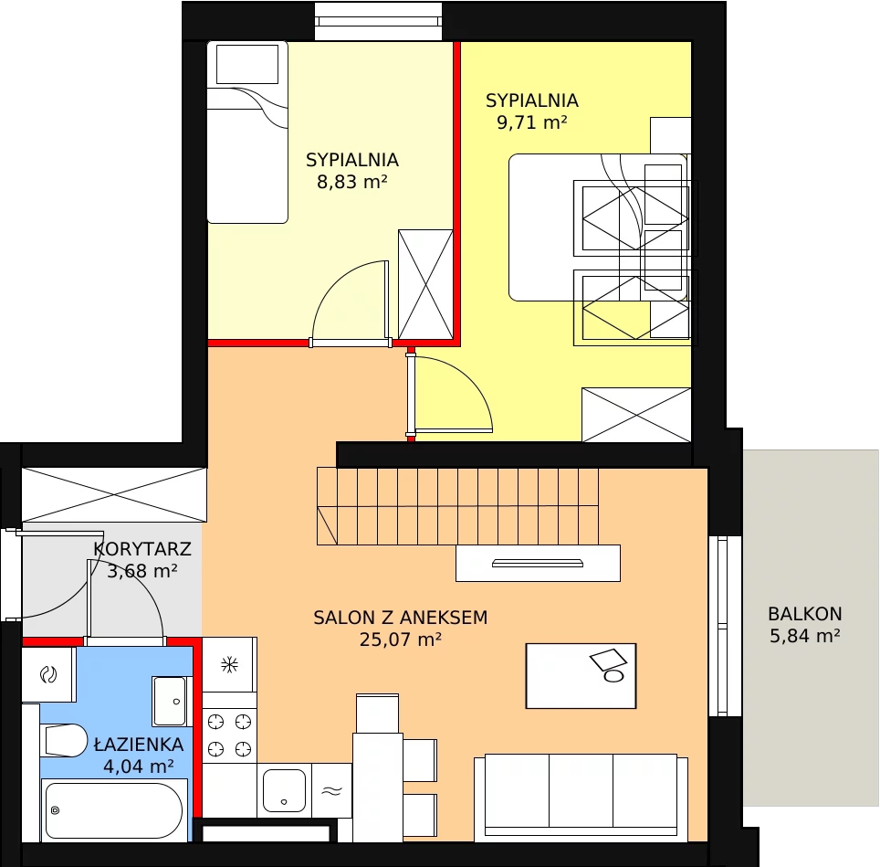 4 pokoje, mieszkanie 66,41 m², piętro 2, oferta nr 3A_28, Nowa Północ, Szczecin, Północ, Stołczyn, ul. Sobola