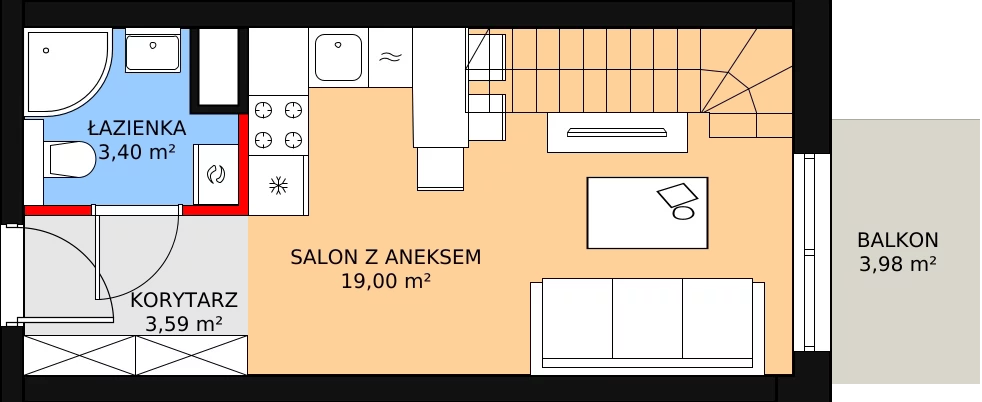 Mieszkanie 42,52 m², piętro 2, oferta nr 3A_30, Nowa Północ, Szczecin, Północ, Stołczyn, ul. Sobola