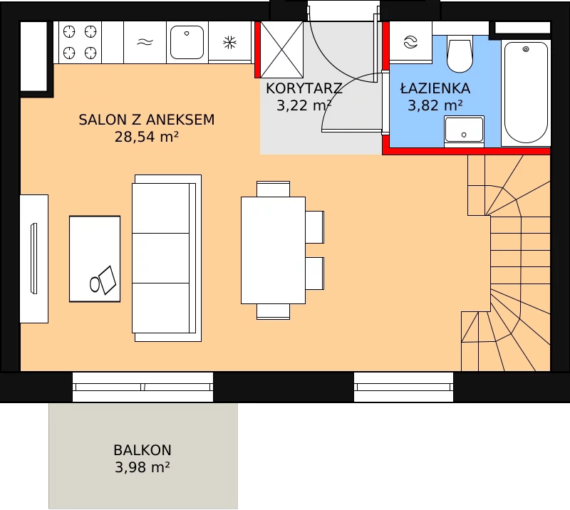 Mieszkanie 58,82 m², piętro 2, oferta nr 3A_34, Nowa Północ, Szczecin, Północ, Stołczyn, ul. Sobola