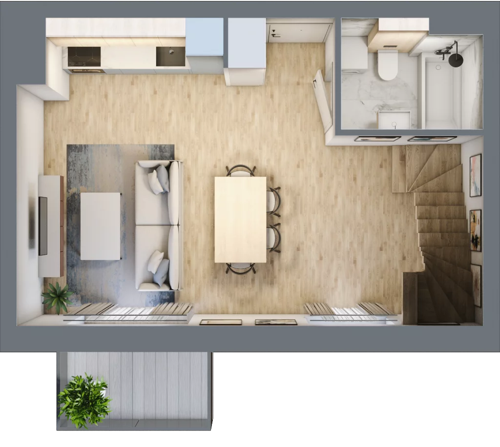 3 pokoje, mieszkanie 58,82 m², piętro 2, oferta nr 3A_34, Nowa Północ, Szczecin, Północ, Stołczyn, ul. Sobola