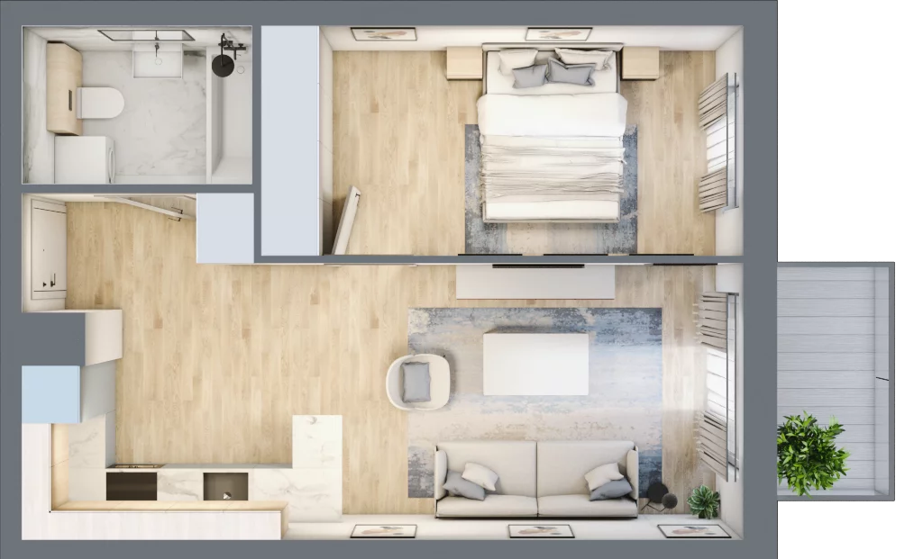 2 pokoje, mieszkanie 39,62 m², piętro 1, oferta nr 4B_09, Nowa Północ, Szczecin, Północ, Stołczyn, ul. Sobola