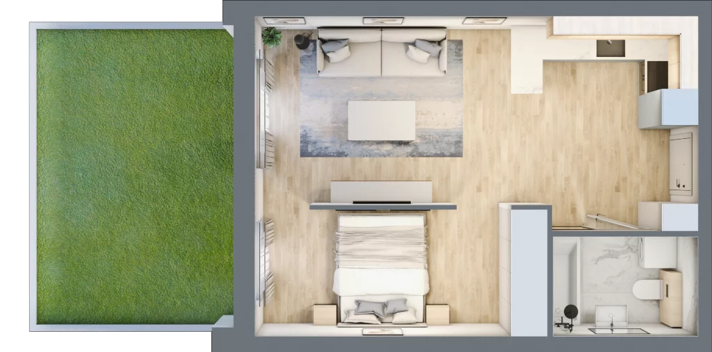 2 pokoje, mieszkanie 38,58 m², parter, oferta nr 4A_07, Nowa Północ, Szczecin, Północ, Stołczyn, ul. Sobola
