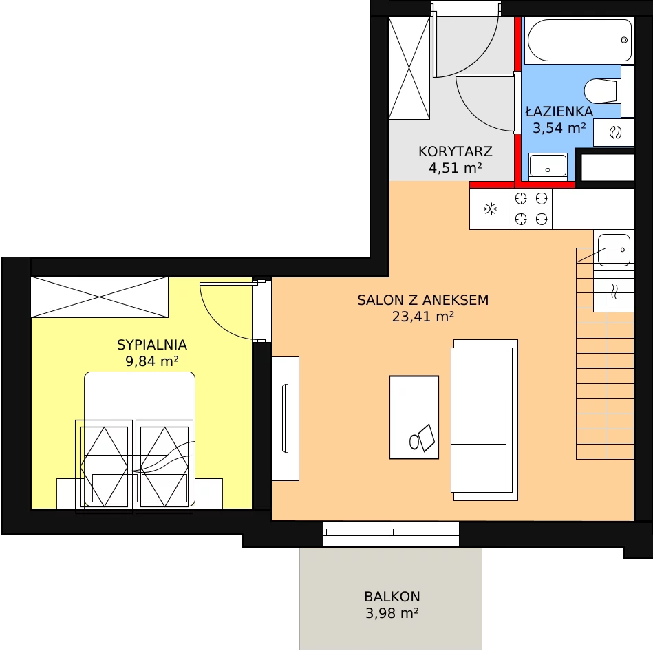 3 pokoje, mieszkanie 54,68 m², piętro 2, oferta nr 4A_21, Nowa Północ, Szczecin, Północ, Stołczyn, ul. Sobola