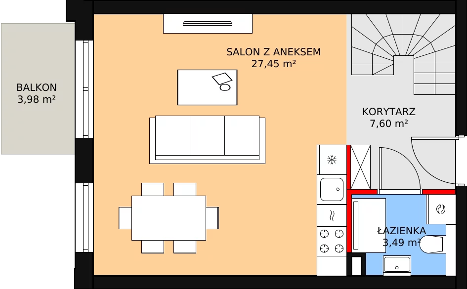 Mieszkanie 54,87 m², piętro 2, oferta nr 4A_26, Nowa Północ, Szczecin, Północ, Stołczyn, ul. Sobola