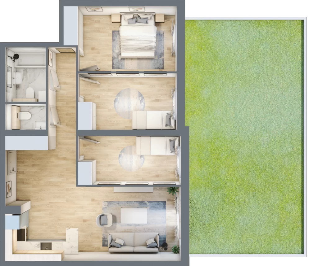 4 pokoje, mieszkanie 74,58 m², parter, oferta nr 4B_01, Nowa Północ, Szczecin, Północ, Stołczyn, ul. Sobola