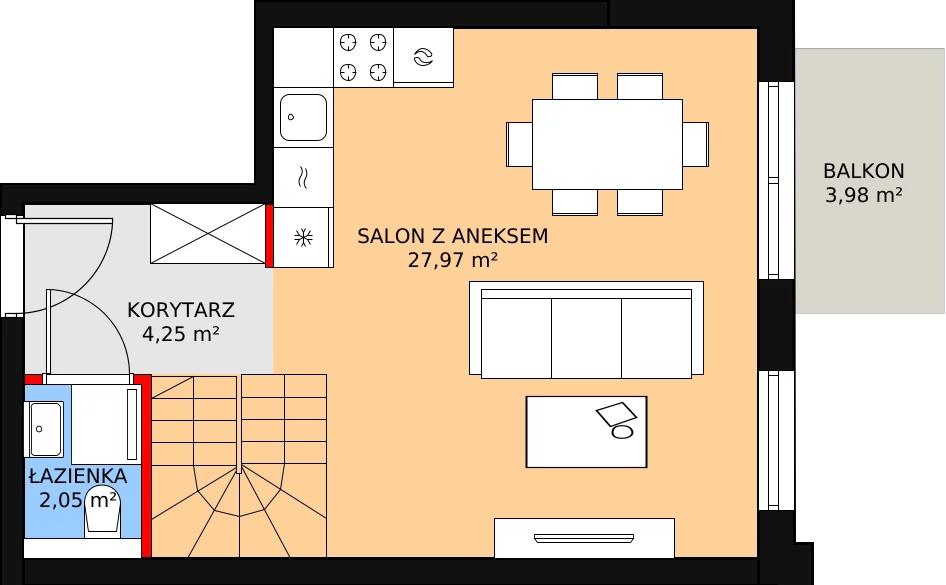 Mieszkanie 47,33 m², piętro 2, oferta nr 4B_16, Nowa Północ, Szczecin, Północ, Stołczyn, ul. Sobola