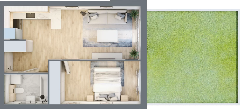 2 pokoje, mieszkanie 40,45 m², parter, oferta nr 4A_01, Nowa Północ, Szczecin, Północ, Stołczyn, ul. Sobola