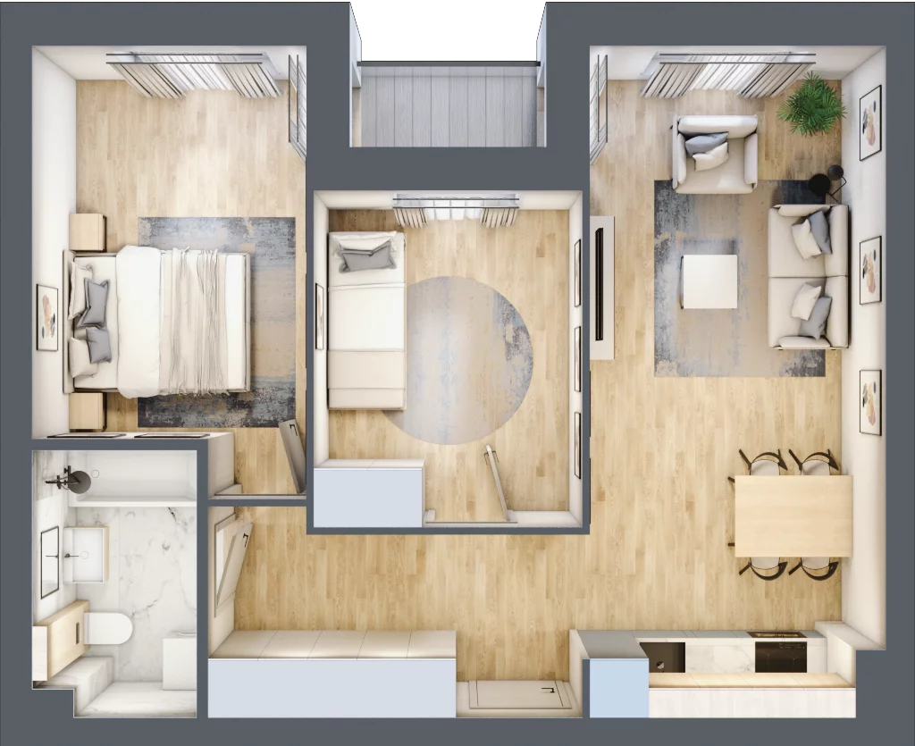 3 pokoje, mieszkanie 54,81 m², piętro 1, oferta nr EA_07, Viva Jagodno 3, Wrocław, Jagodno, Krzyki, ul. Kajdasza