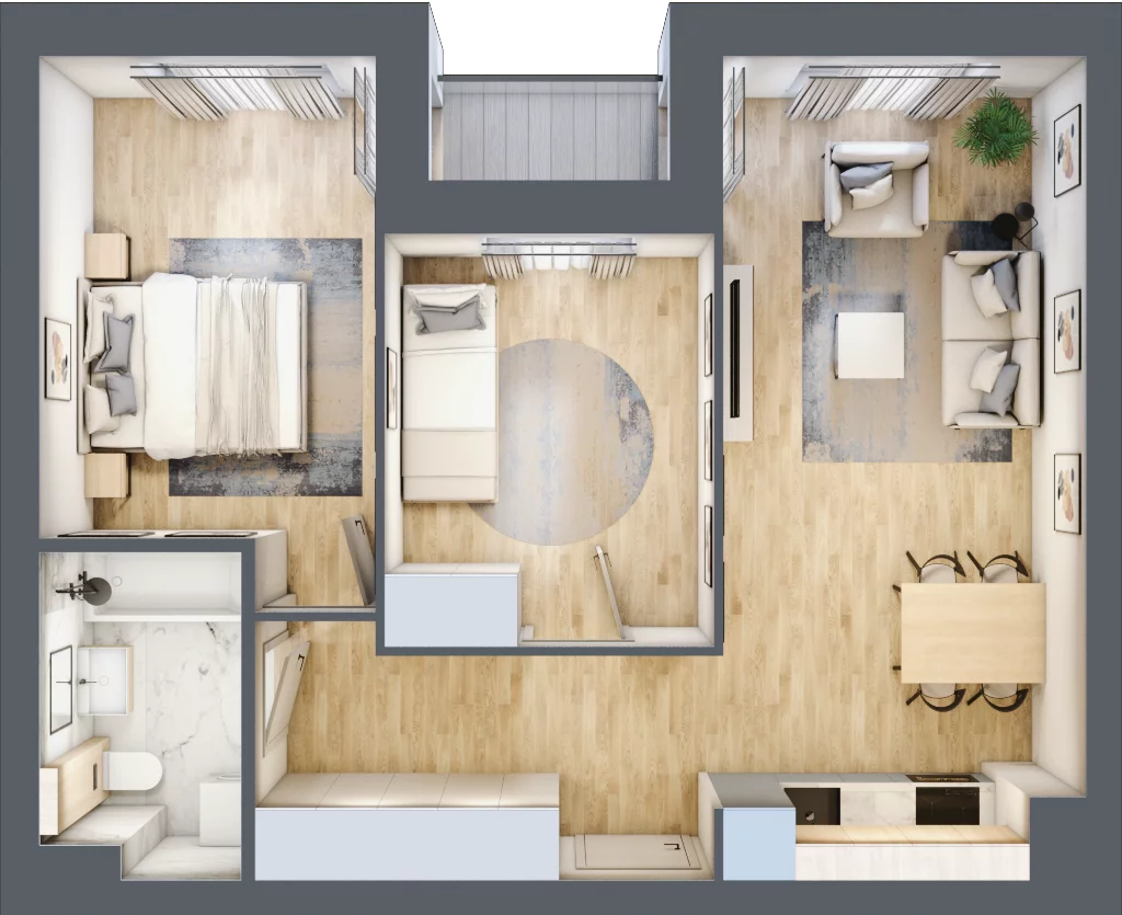 3 pokoje, mieszkanie 54,82 m², piętro 1, oferta nr EA_16, Viva Jagodno 3, Wrocław, Jagodno, Krzyki, ul. Kajdasza