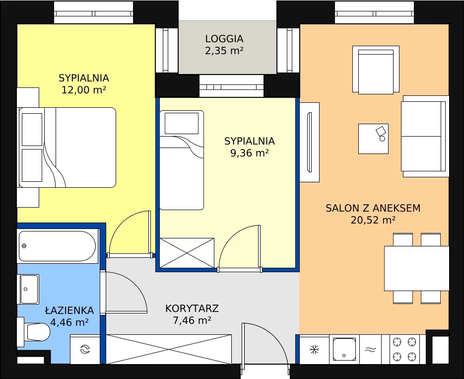Zalety mieszkania 54.81 m², EA_17