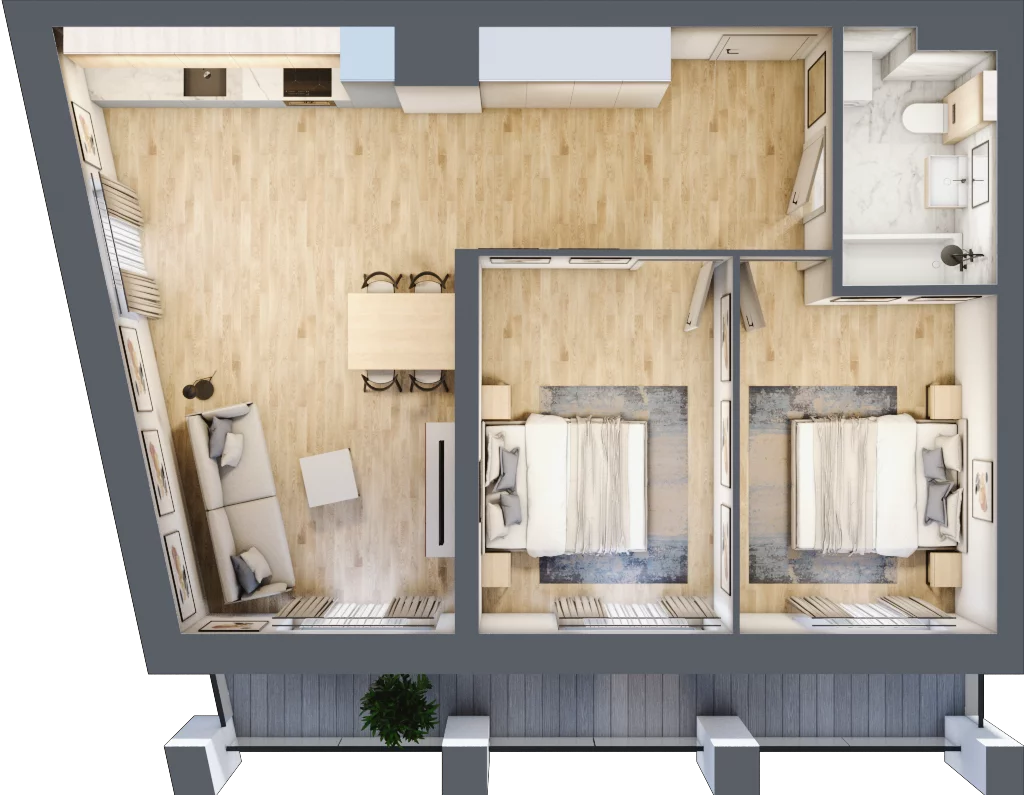 3 pokoje, mieszkanie 63,38 m², piętro 2, oferta nr EA_23, Viva Jagodno 3, Wrocław, Jagodno, Krzyki, ul. Kajdasza