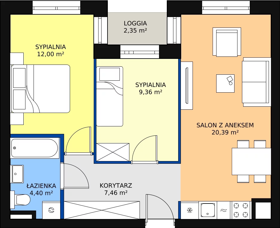 Zalety mieszkania 54.82 m², EA_26