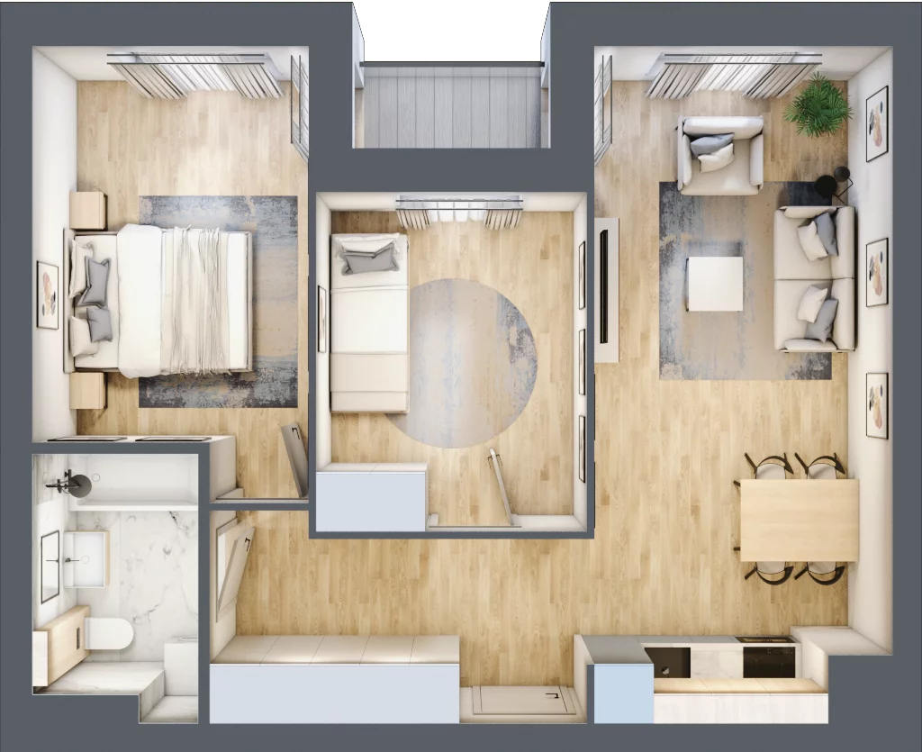 3 pokoje, mieszkanie 54,81 m², piętro 3, oferta nr EA_35, Viva Jagodno 3, Wrocław, Jagodno, Krzyki, ul. Kajdasza