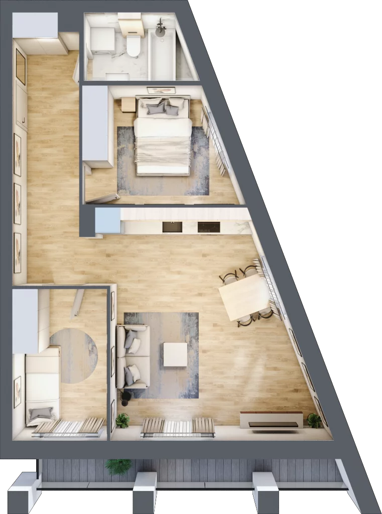 3 pokoje, mieszkanie 58,21 m², piętro 1, oferta nr EB_02, Viva Jagodno 3, Wrocław, Jagodno, Krzyki, ul. Kajdasza