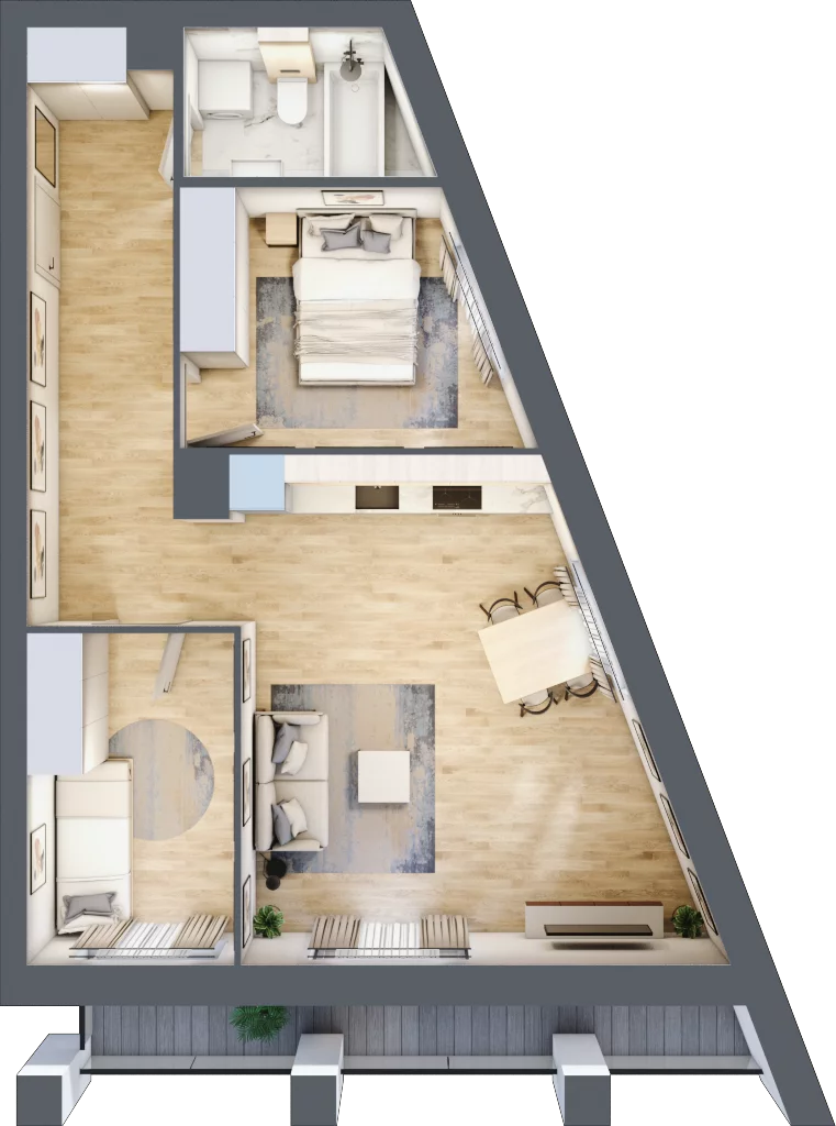 3 pokoje, mieszkanie 58,21 m², piętro 2, oferta nr EB_09, Viva Jagodno 3, Wrocław, Jagodno, Krzyki, ul. Kajdasza