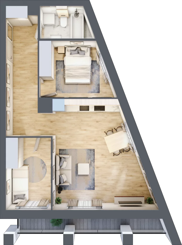 3 pokoje, mieszkanie 58,22 m², piętro 3, oferta nr EB_16, Viva Jagodno 3, Wrocław, Jagodno, Krzyki, ul. Kajdasza