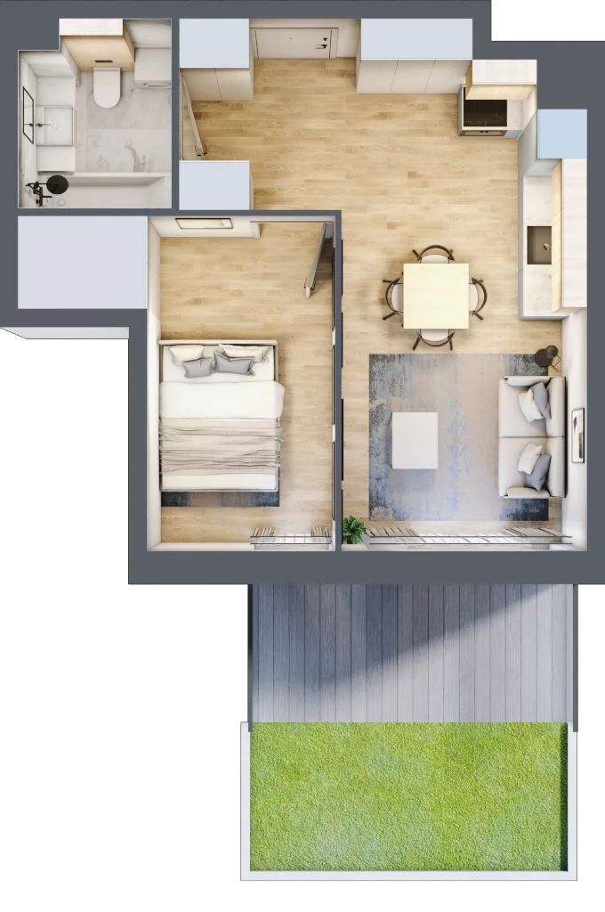 2 pokoje, mieszkanie 38,64 m², parter, oferta nr B035, Grunwald Między Drzewami, Poznań, Grunwald, Grunwald Południe, ul. Smardzewska / Unii Europejskiej