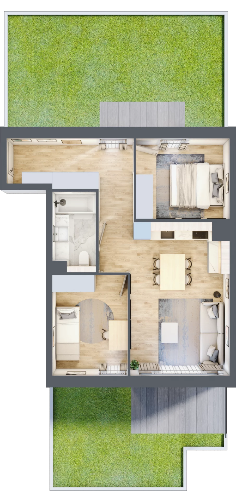 3 pokoje, mieszkanie 52,60 m², parter, oferta nr B033, Grunwald Między Drzewami, Poznań, Grunwald, Grunwald Południe, ul. Smardzewska / Unii Europejskiej
