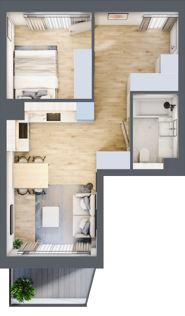 2 pokoje, mieszkanie 38,73 m², piętro 4, oferta nr A026, Grunwald Między Drzewami, Poznań, Grunwald, Grunwald Południe, ul. Smardzewska / Unii Europejskiej