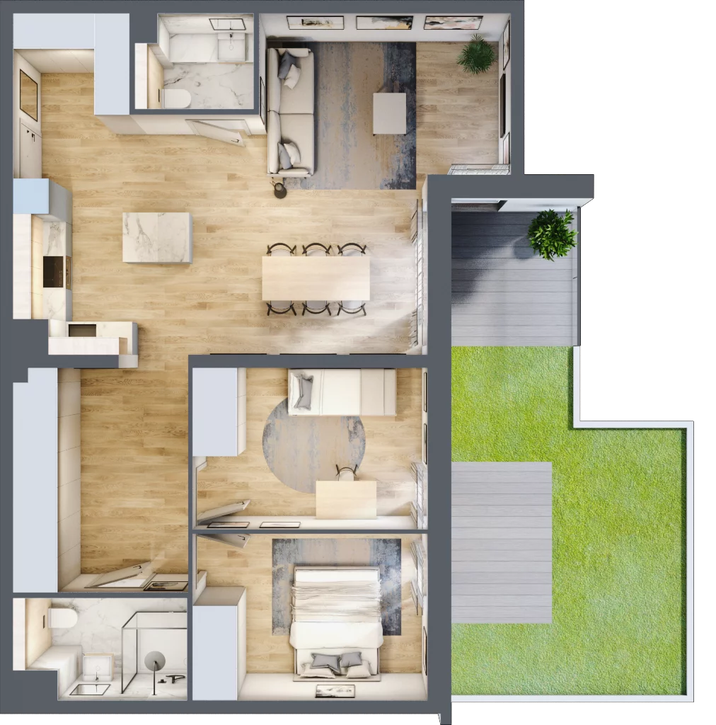3 pokoje, mieszkanie 82,09 m², parter, oferta nr B036, Grunwald Między Drzewami, Poznań, Grunwald, Grunwald Południe, ul. Smardzewska / Unii Europejskiej