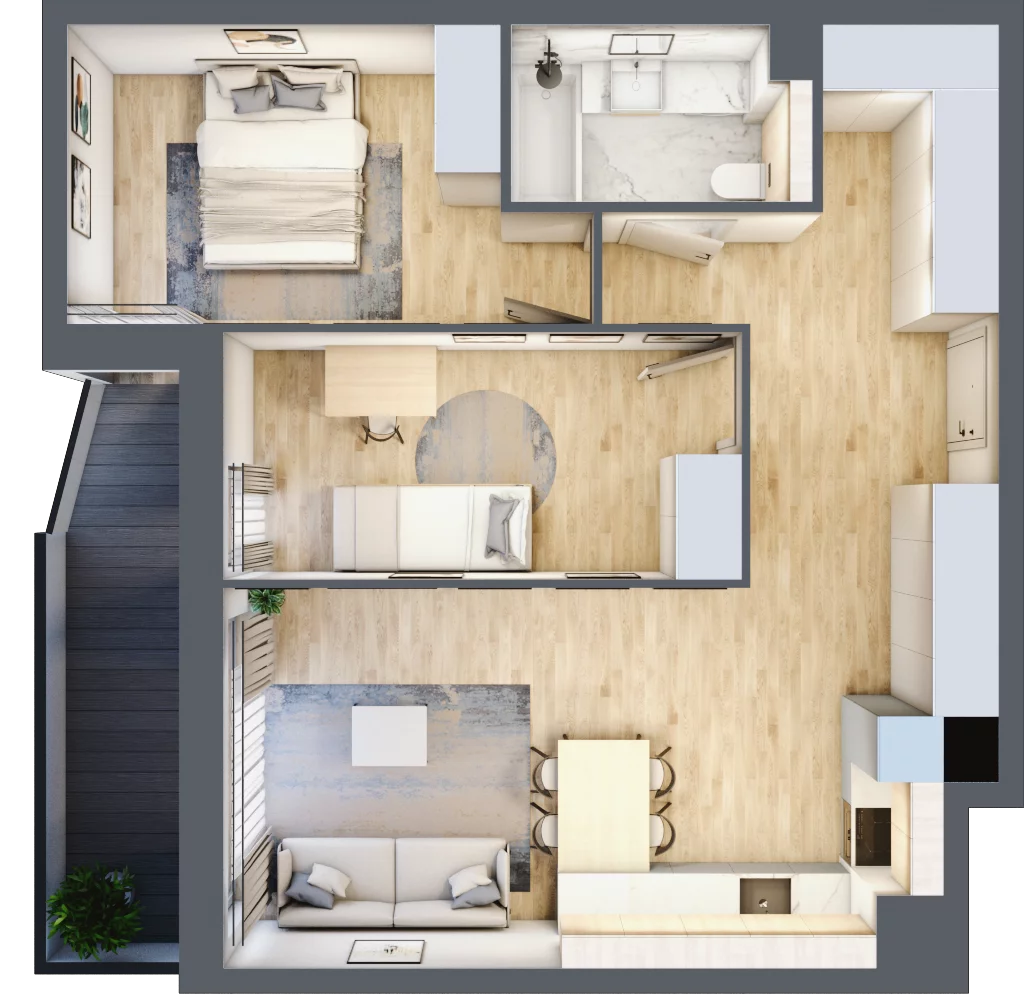 3 pokoje, mieszkanie 62,04 m², piętro 1, oferta nr A011, Grunwald Między Drzewami, Poznań, Grunwald, Grunwald Południe, ul. Smardzewska / Unii Europejskiej