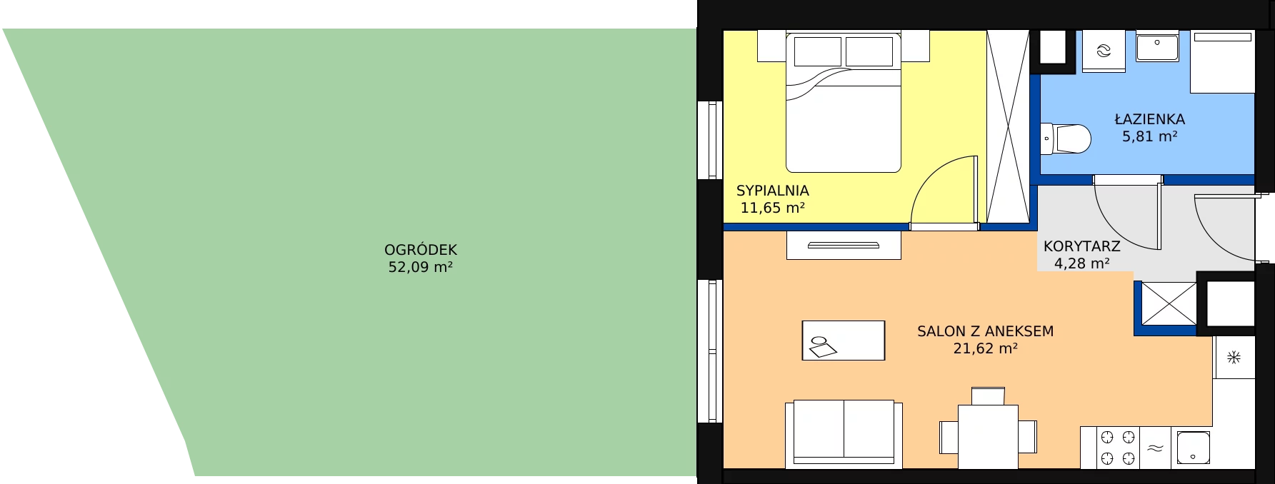 Zalety mieszkania 44.79 m², A024