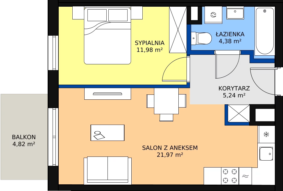 Zalety mieszkania 44.97 m², A030