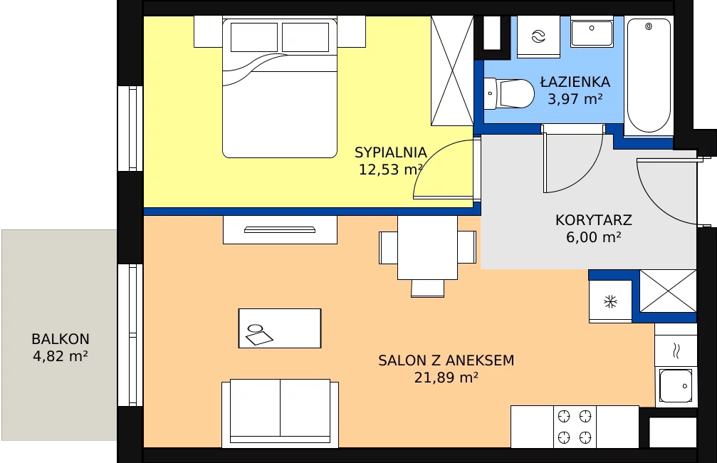Zalety mieszkania 45.92 m², A037