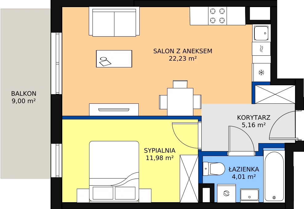 Zalety mieszkania 44.72 m², B013