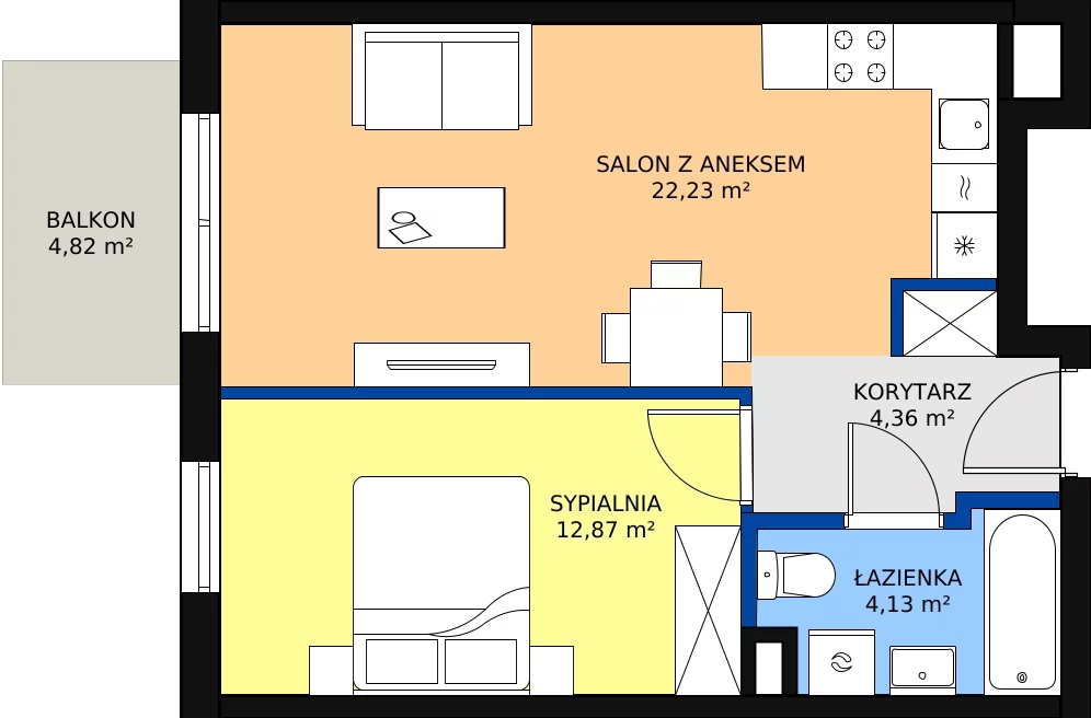 Zalety mieszkania 45.01 m², B014