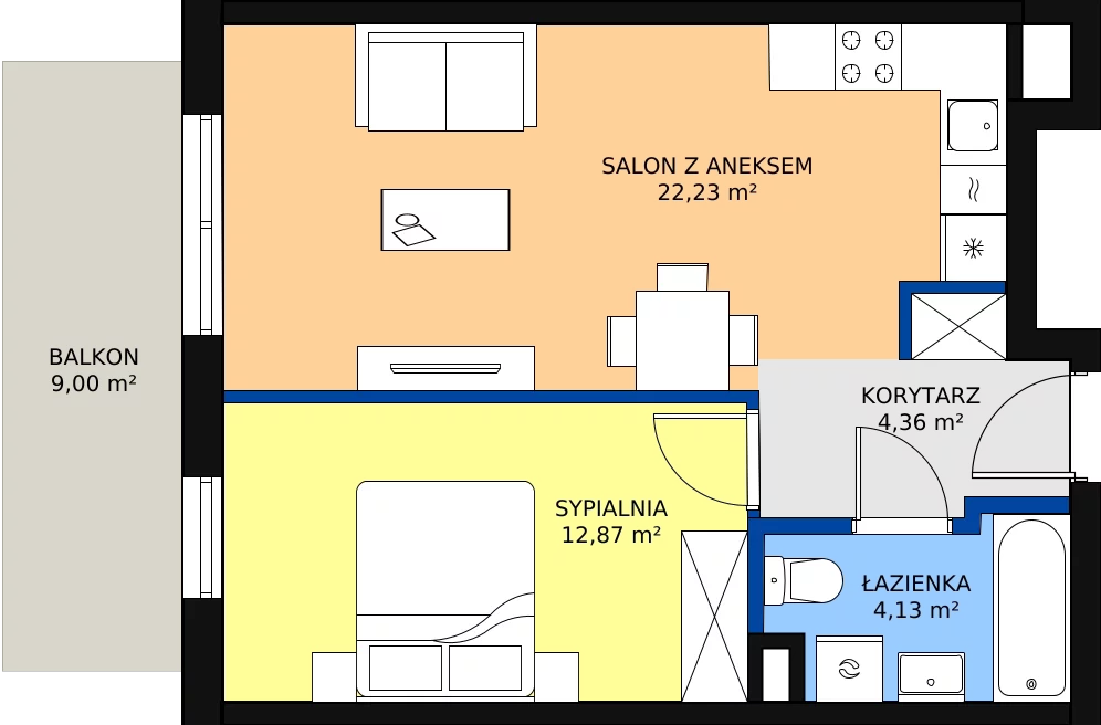 Zalety mieszkania 45.01 m², B020