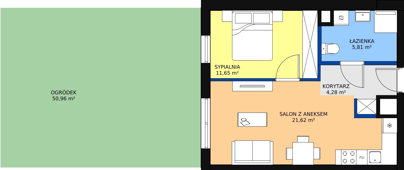 Zalety mieszkania 44.79 m², B024