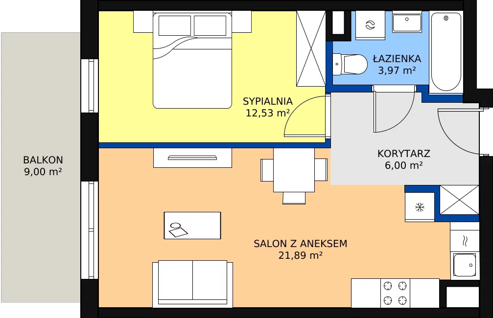 Zalety mieszkania 45.92 m², B031