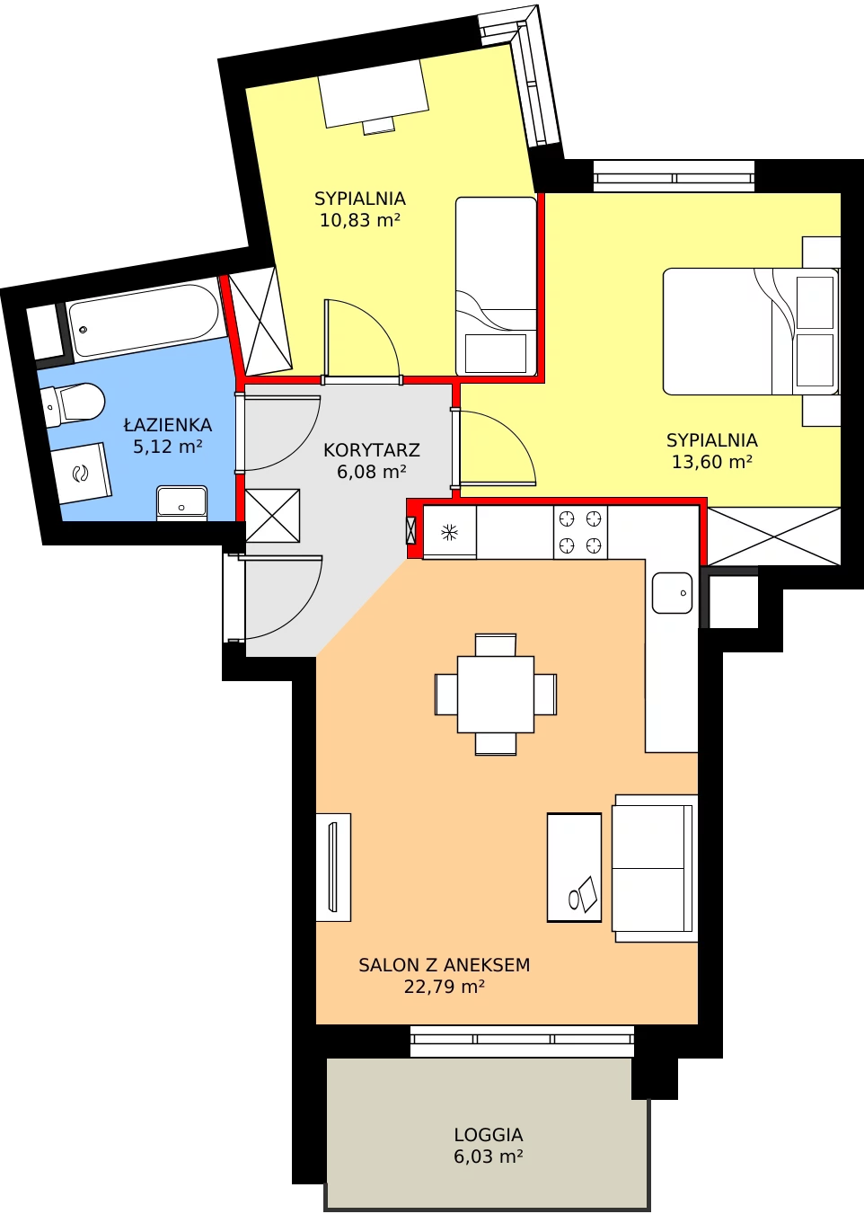 Zalety mieszkania 59.27 m², 7B119