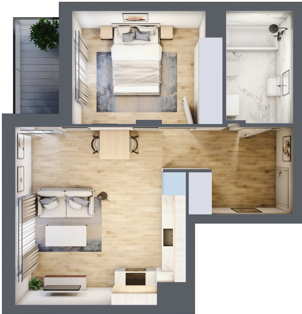 2 pokoje, mieszkanie 43,17 m², piętro 1, oferta nr 7A004, Ursus Centralny etap V i VI, Warszawa, Ursus, Szamoty, ul. Kazimierza Gierdziejewskiego
