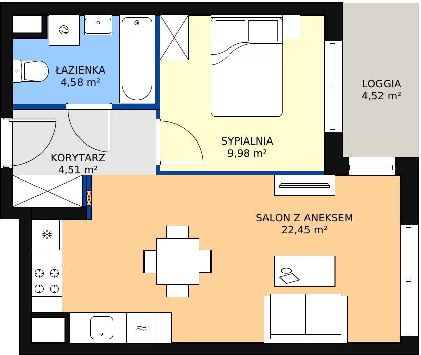 Zalety mieszkania 41.89 m², 7A006