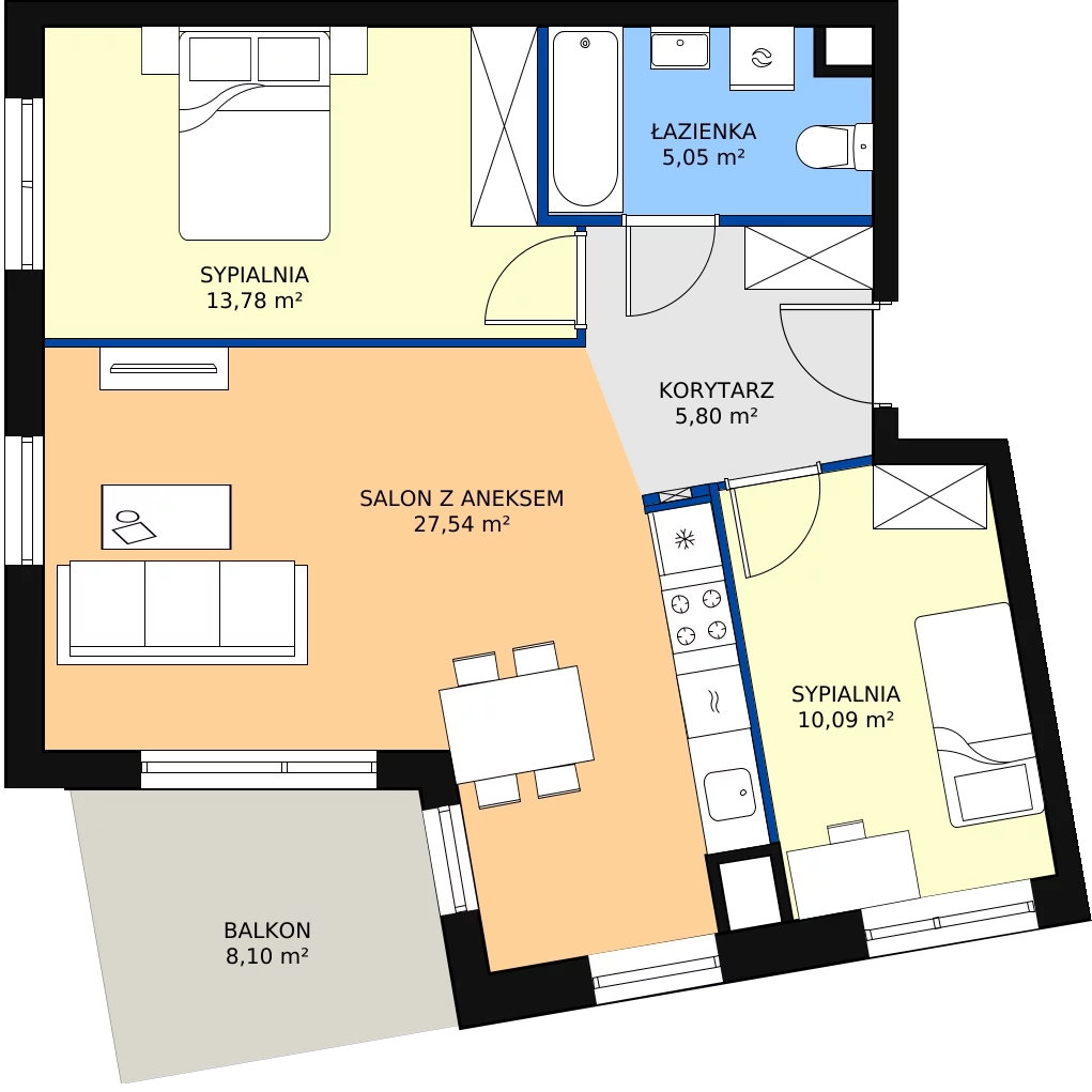 Zalety mieszkania 63.13 m², 7A020